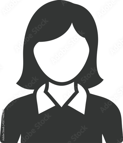 Faceless Businesswoman with Short Bob Hairstyle on Transparent