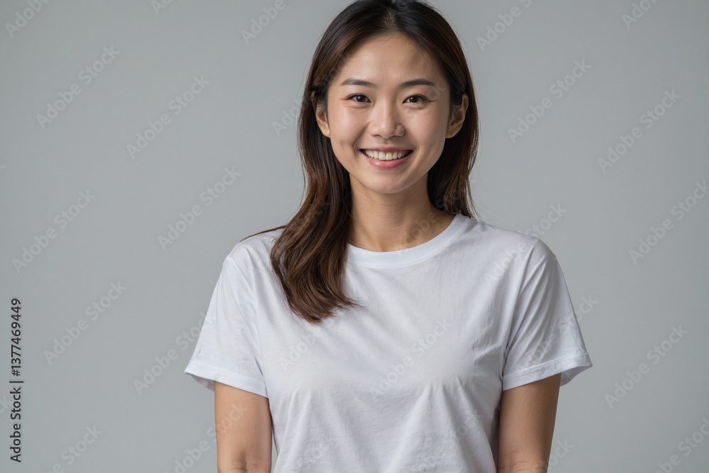 幸せで笑顔の若い女性 幸せで笑顔の若い女性