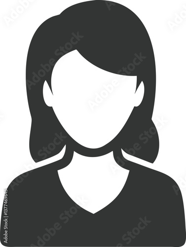 Faceless Woman Icon Avatar Silhouette on Transparent Background