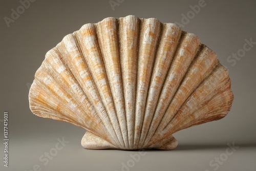 A beautiful sea shell displayed gracefully against a neutral background