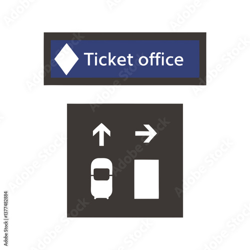 Directional Signage for Ticket Office in Minimalist Style  