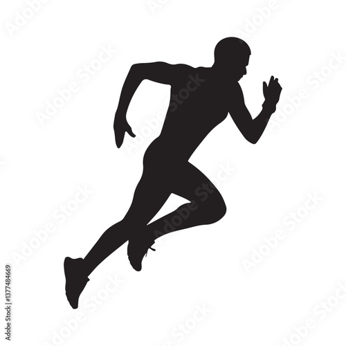 A vector silhouette image of a Running Person icon with a white background