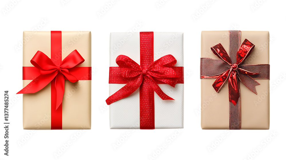 Fototapeta premium Pack of Gift Wrapped Items set Against Transparent Background for Holiday Promotion, Luxury Gift Branding, or Special Occasion Design