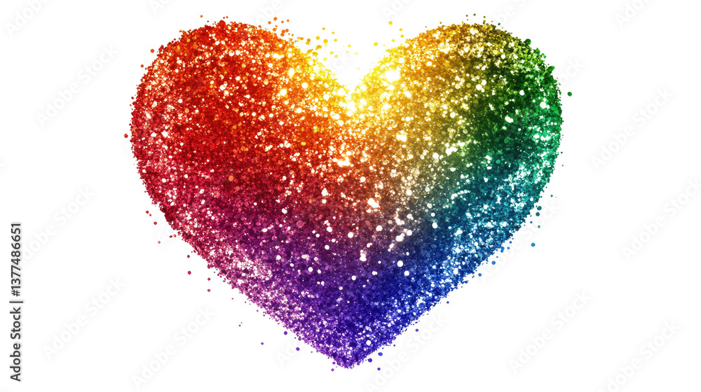 A rainbow-colored heart with a sparkle effect isolated on white background PNG A rainbow-colored heart with a sparkle effect isolated on white background PNG