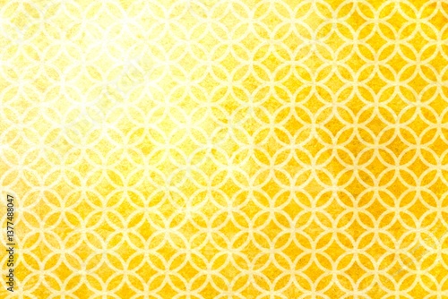 ゴールドのグラデーションの和柄（七宝柄）