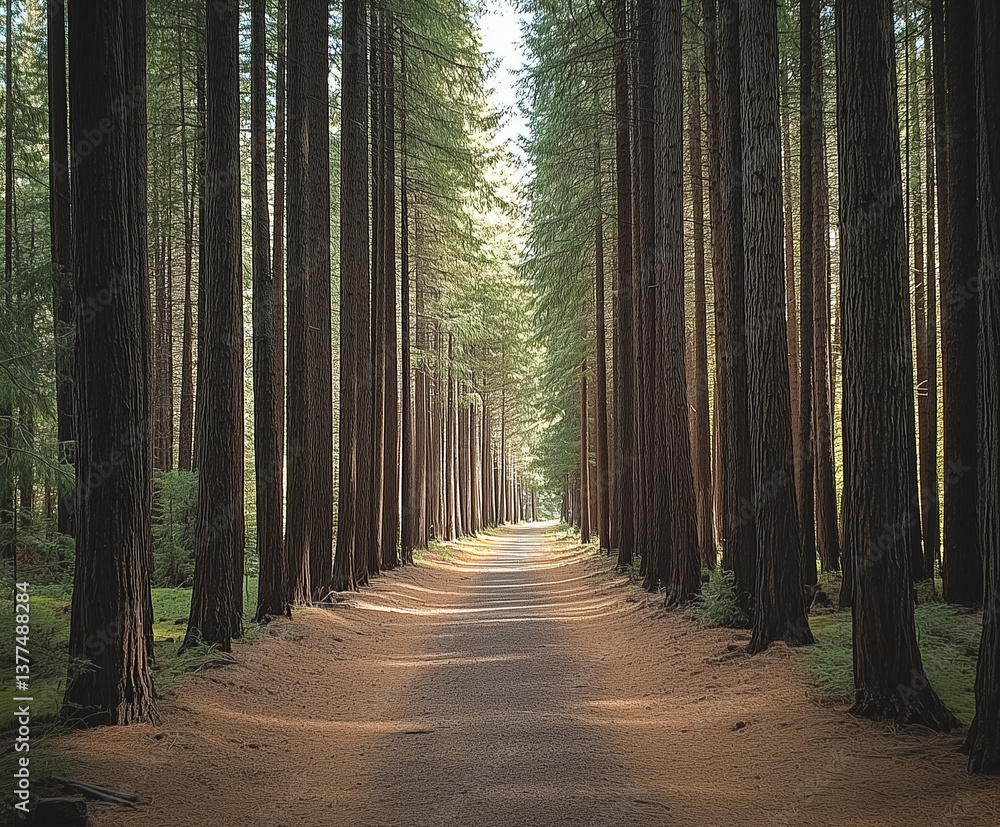 Fototapeta premium A hiking trail under the trees