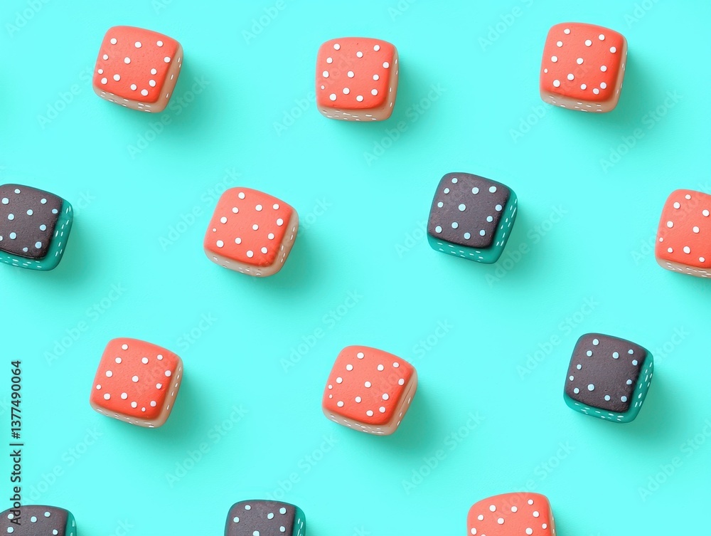 Colorful polka-dotted candies are arranged in a neat pattern against a bright teal background, creating a playful and vibrant visual. Colorful polka-dotted candies are arranged in a neat pattern against a bright teal background, creating a playful and vibrant visual.
