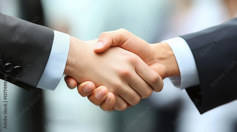 Two businesspeople shake hands, signifying a successful deal or partnership. Two businesspeople shake hands, signifying a successful deal or partnership.