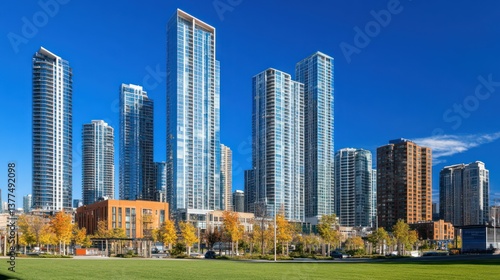 Modern City Skyline with Park
