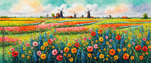 watercolor windmill flower ...