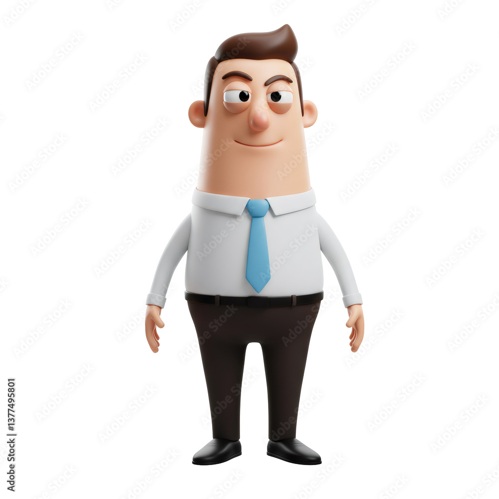 Smiling Cartoon Businessman 3D Render Smiling Cartoon Businessman 3D Render