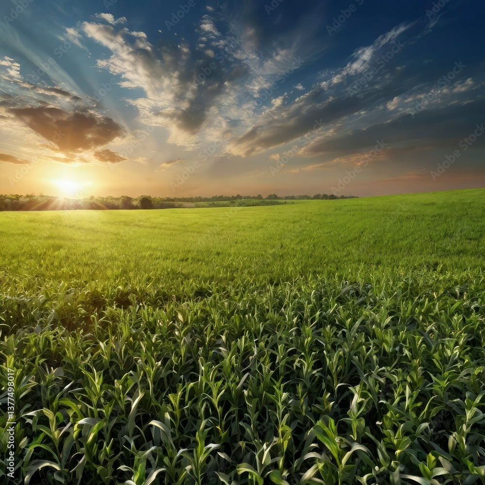 corn field at sunset corn field at sunset