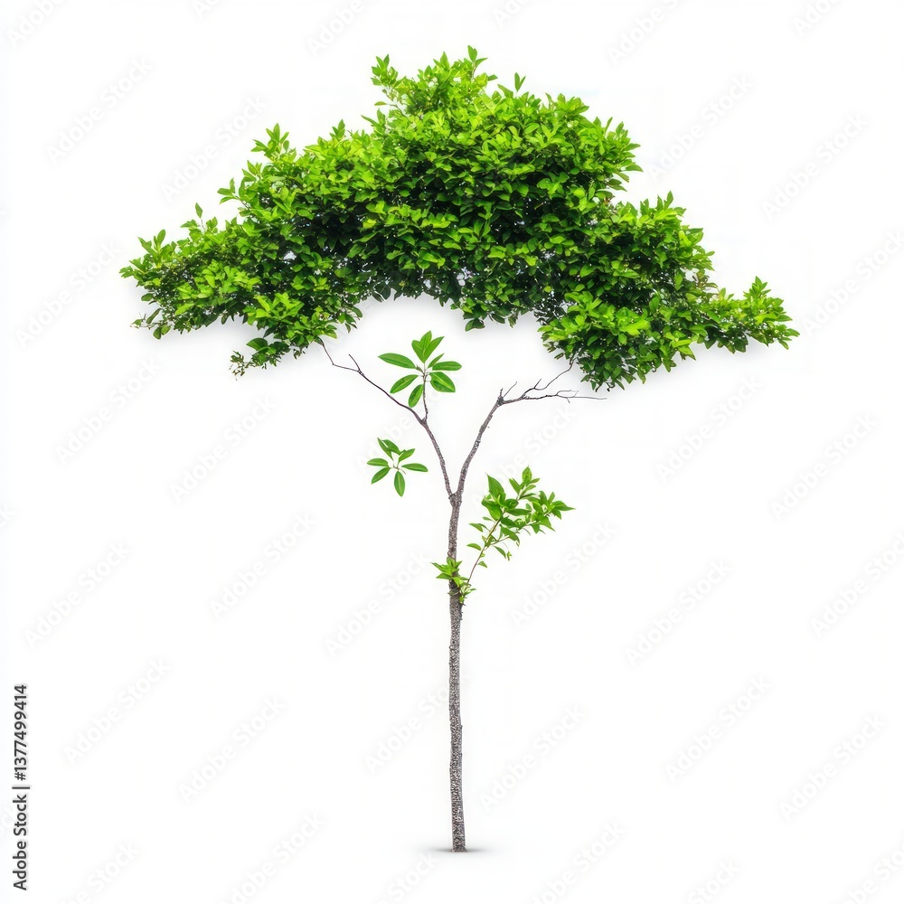Fototapeta premium Lush Green Tree Sapling Isolated on White Background Perfect for Design Projects