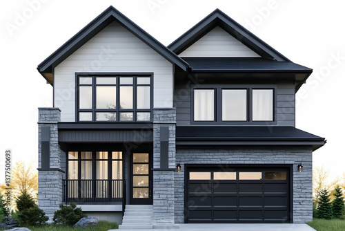 Exterior of a two story house with a garage and porch