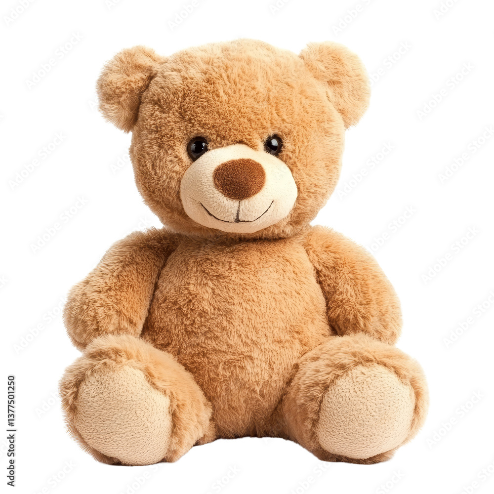 Obraz premium Cute teddy bear sitting on a transparent background, perfect for childrens playtime or as a cozy home decoration, Teddy bear isolated on transparent background