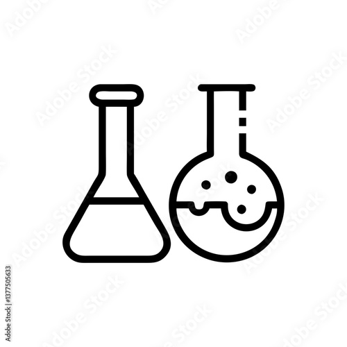 Chemistry lab line icons. Chemical formula,  Medical analysis. Laboratory test flask, reaction tube, chemistry lab icons. Linear set.  . Quality line set. Vector
