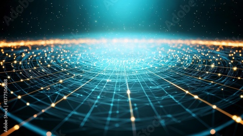 Abstract Network Connection Digital Data Flow and Global Network Visualization
