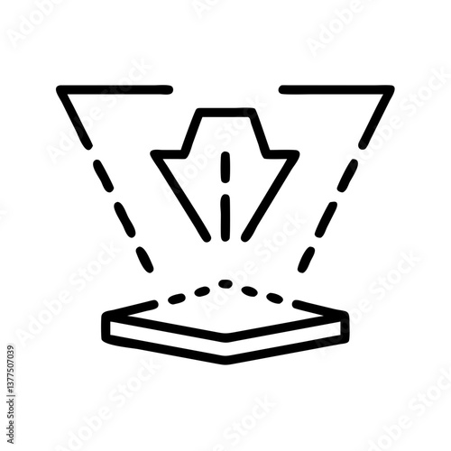 Cyberpunk-style hologram projection icon in minimalist design  