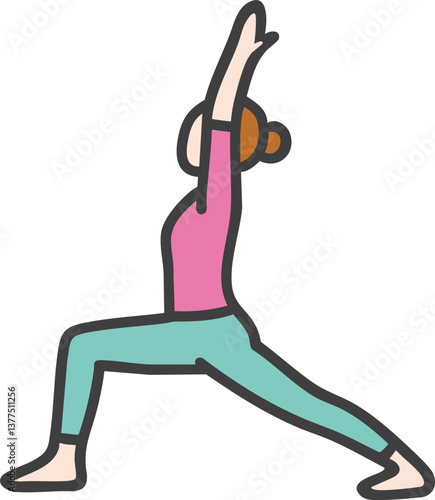 요가 전사 자세 일러스트