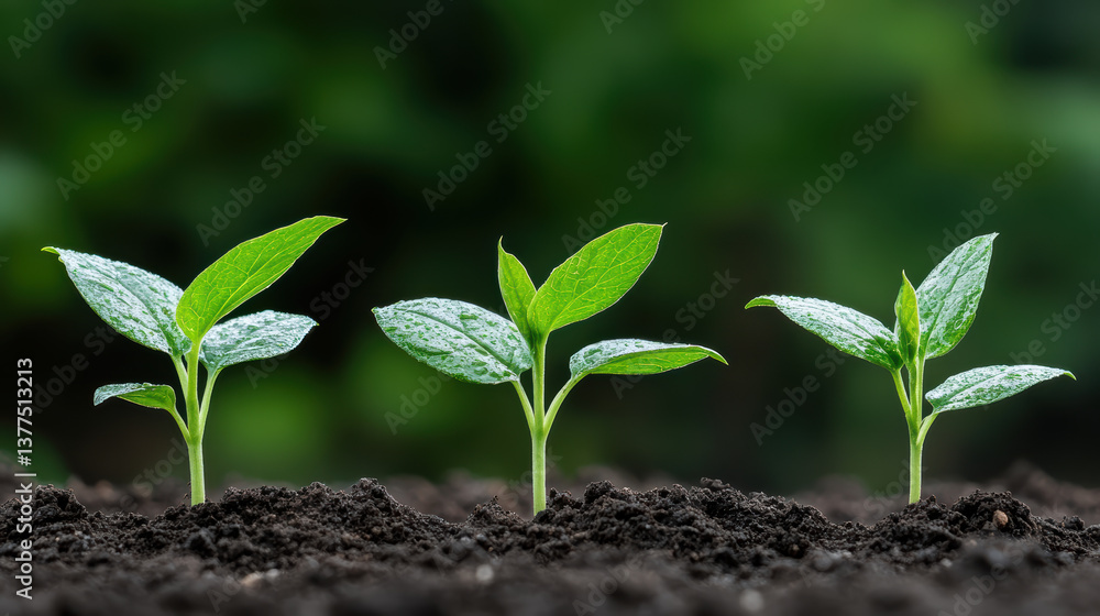 Growing plants in soil symbolize new beginnings and growth Growing plants in soil symbolize new beginnings and growth