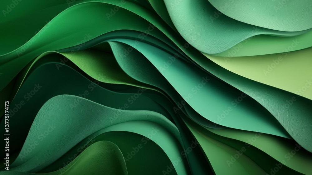 Abstract Green Waves Swirling Layers of Paper Texture Abstract Green Waves Swirling Layers of Paper Texture