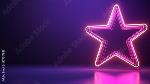 A glowing neon star stands against a gradient purple background