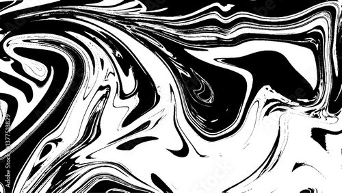 Fluid art texture. Abstract backdrop with iridescent paint effect. Liquid acrylic picture with flows and splashes. Mixed paints for banner or wallpaper. Black, white and gray overflowing colors.