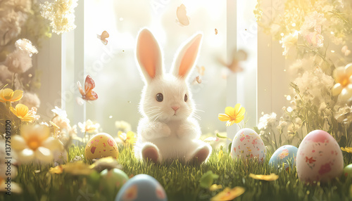 easter bunny with eggs