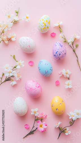 easter eggs and flowers