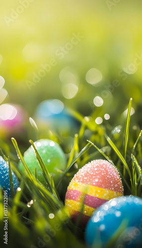 easter eggs in grass