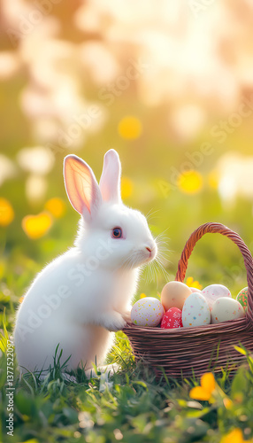 easter bunny and easter eggs