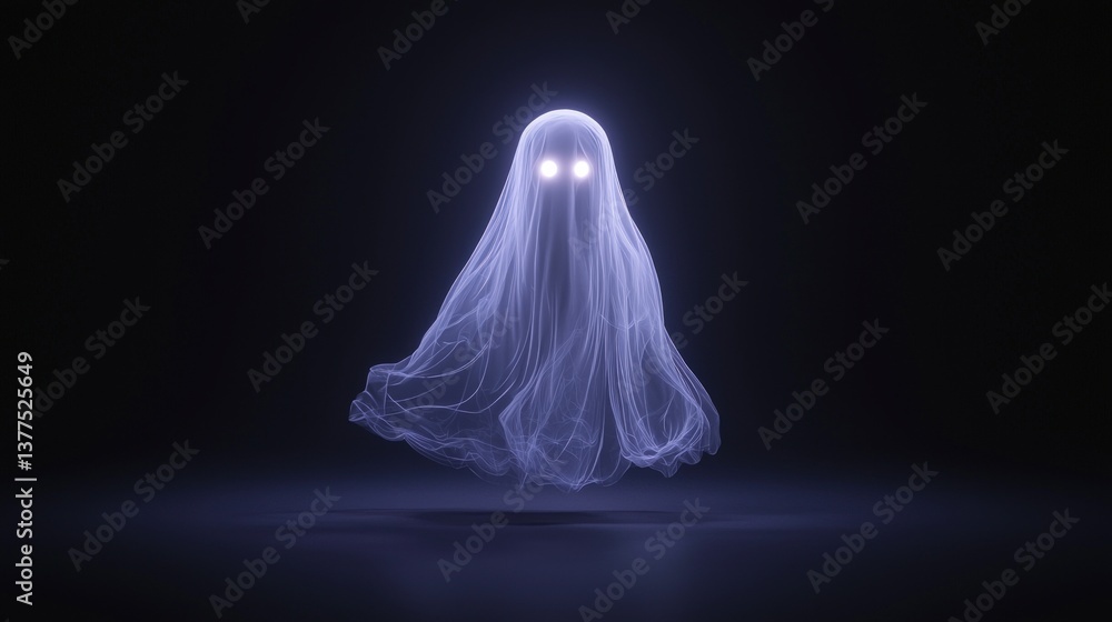 Ethereal Ghost in Dark Background Halloween Spooky Illustration Ethereal Ghost in Dark Background Halloween Spooky Illustration