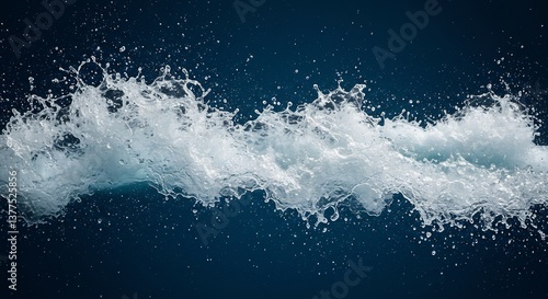 Ocean Wave Splash Dramatic Dark Blue Background. AI Generated