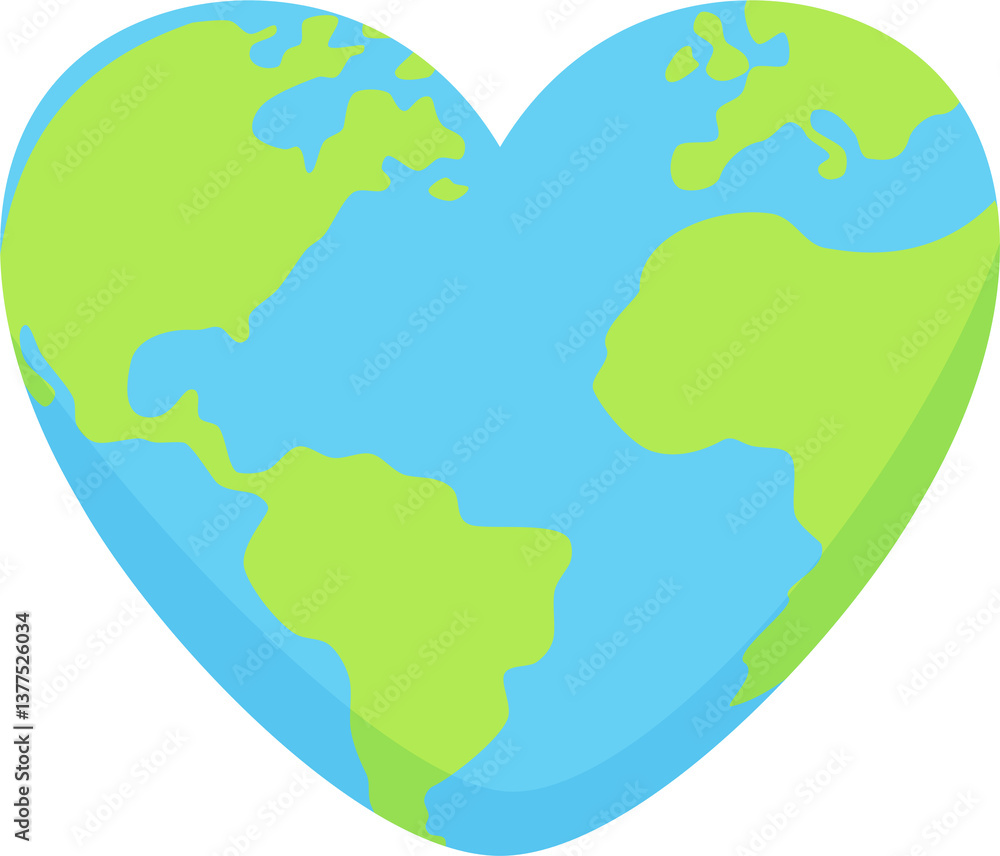 Fototapeta premium Heart-shaped Earth, symbolizing love and care for our planet