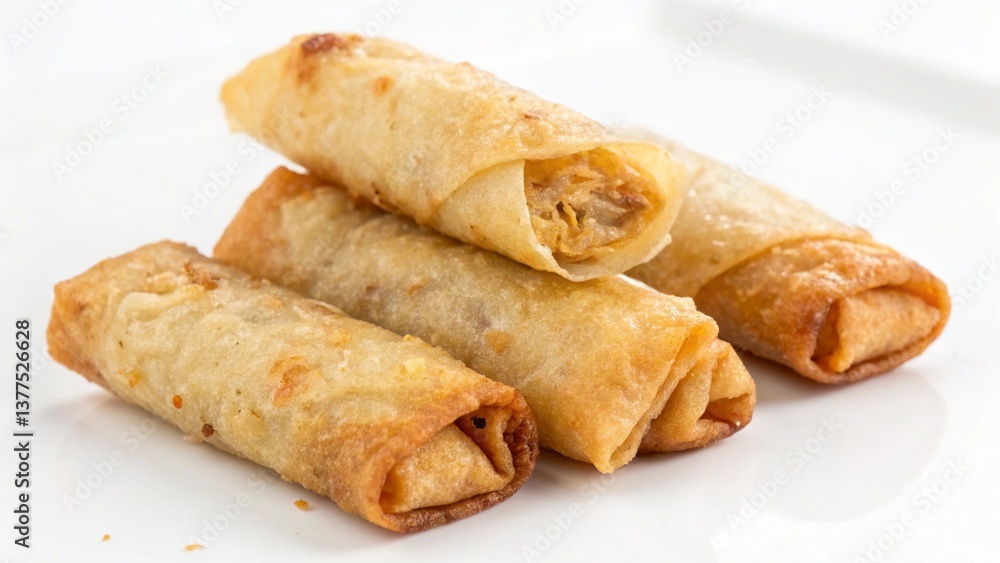 Crispy Chinese Spring Rolls Isolated On A White Background
Crispy Chinese Spring Rolls Isolated On A White Background