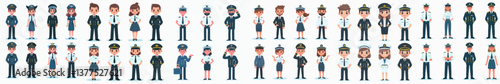 Vector collection of a worker in uniform