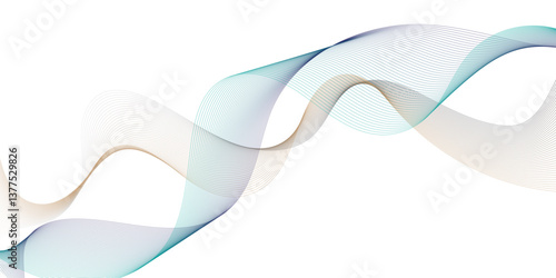 abstract blue wave background pink ribbon isolated on white
