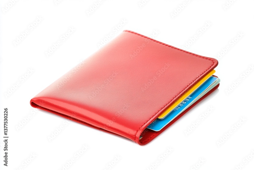 A vibrant red wallet with multiple credit cards peeking out from the side. This image showcases a stylish and functional accessory. Perfect for modern lifestyle. Generative AI A vibrant red wallet with multiple credit cards peeking out from the side. This image showcases a stylish and functional accessory. Perfect for modern lifestyle. Generative AI