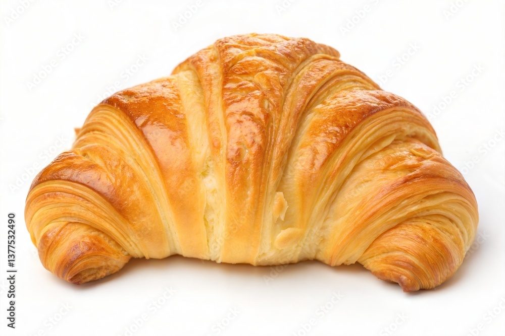 Golden buttery croissant with flaky layers isolated on a white background – ideal for bakery ads, breakfast menus, French cuisine themes, food blogs, or pastry product packaging Golden buttery croissant with flaky layers isolated on a white background – ideal for bakery ads, breakfast menus, French cuisine themes, food blogs, or pastry product packaging