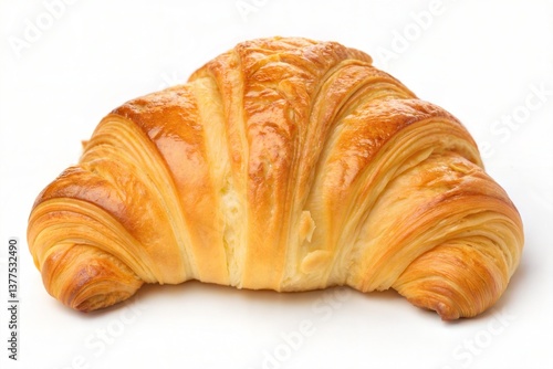 Wallpaper Mural Golden buttery croissant with flaky layers isolated on a white background – ideal for bakery ads, breakfast menus, French cuisine themes, food blogs, or pastry product packaging Torontodigital.ca