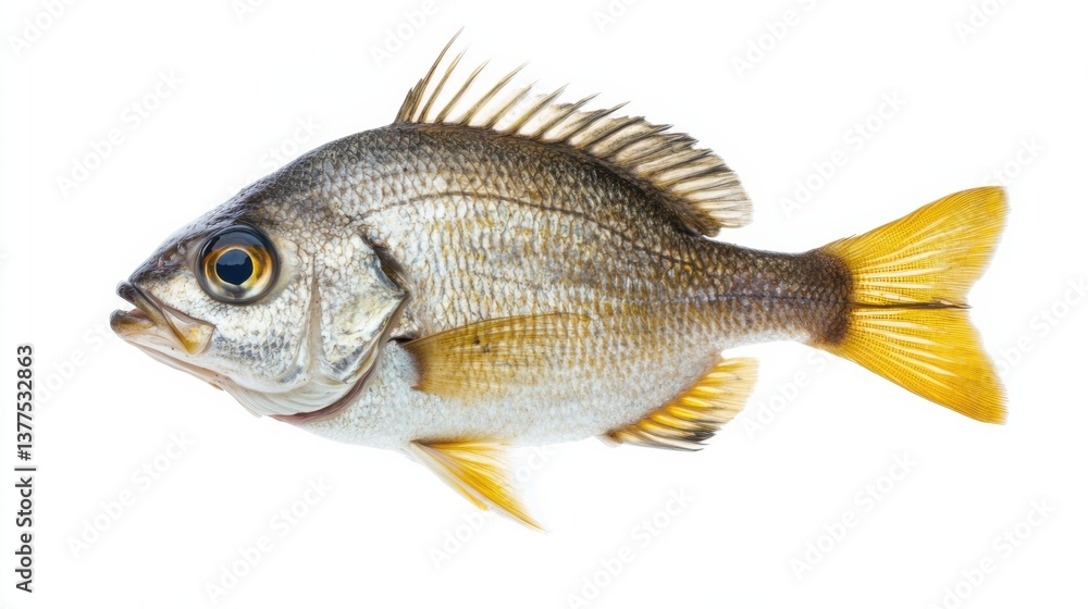 Detailed view of a vibrant fish showcasing unique features in its natural state underwater during daylight hours Detailed view of a vibrant fish showcasing unique features in its natural state underwater during daylight hours