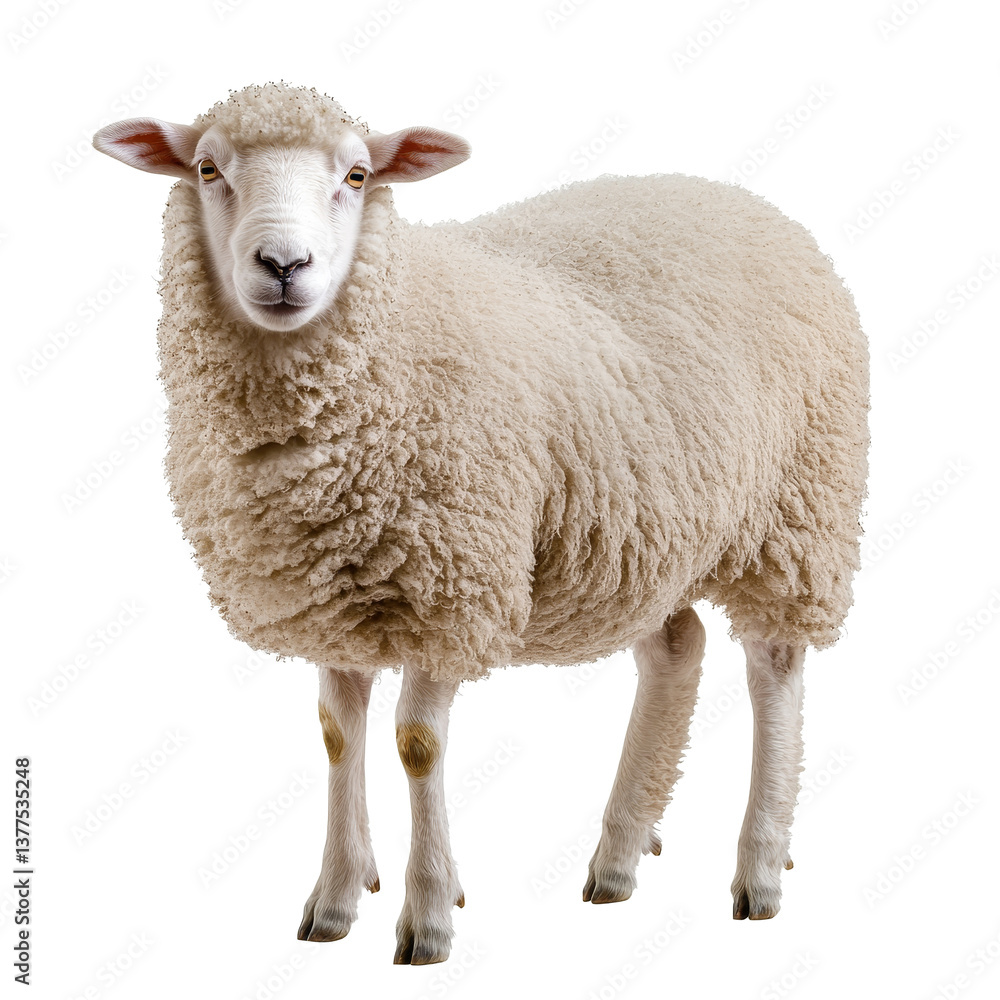 A fluffy transparent sheep standing against an isolated transparent background, showcasing its soft wool and calm demeanor, Sheep isolated transparent background A fluffy transparent sheep standing against an isolated transparent background, showcasing its soft wool and calm demeanor, Sheep isolated transparent background