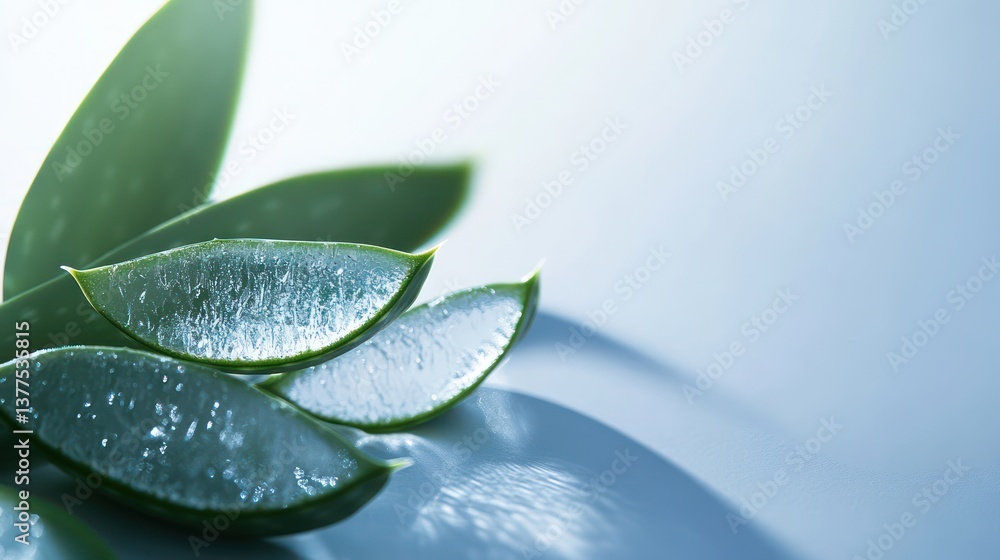 Obraz premium Aloe Vera Slices on Light Background (1)