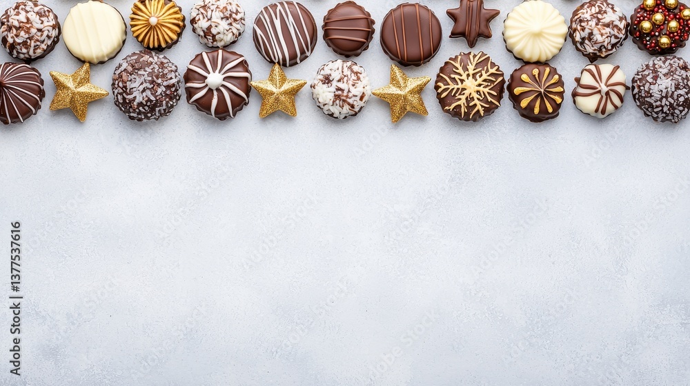 Fototapeta premium Assorted Chocolate Cookies on Grey Surface for Dessert Lovers