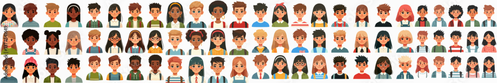 Vector collection of casually dressed children Vector collection of casually dressed children