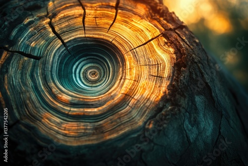 Wallpaper Mural Close-up of a tree stump showcasing its rings, revealing years of growth, texture, color and patterns. Torontodigital.ca