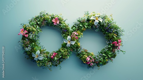 Infinity Symbol Crafted from Lush Blooming Flowers and Greenery