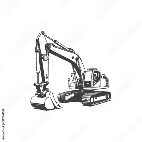 Wallpaper Mural excavator on a white background Torontodigital.ca