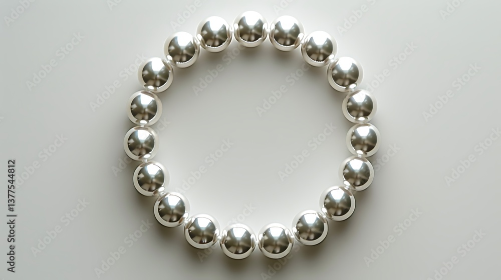 Elegant Silver Beaded Bracelet Arranged in a Circle on White Background Perfect for Jewelry Design or Fashion Blogs Elegant Silver Beaded Bracelet Arranged in a Circle on White Background Perfect for Jewelry Design or Fashion Blogs