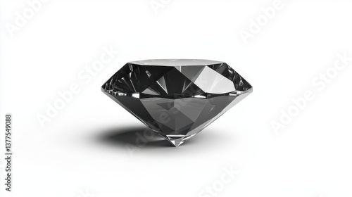 Brilliant Black Diamond Featuring Sharp Facets and Glossy Surface